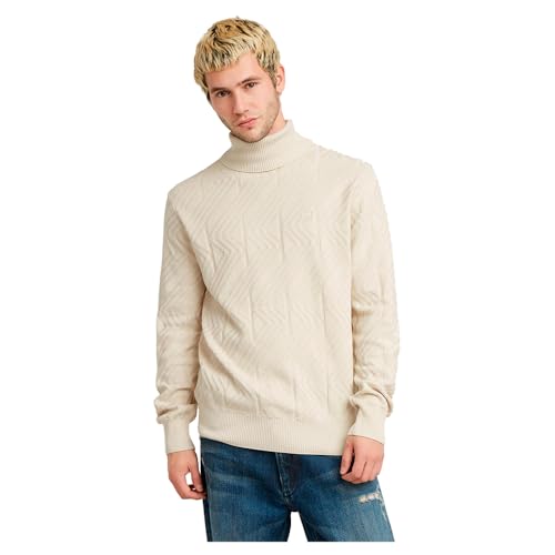 Sweat-shirt Homme G-STAR Turtle Knit col roulé en maille zig-zag pour un style urbain élégant
