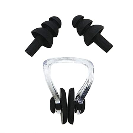 Silicone Swimming Nose Clip with Ear Plugs Set for Swimming or Other Watersports Black, Blue, Orange, Green, Pink & (Multicolor) One Set Random will be send-image-32