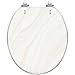 Round Toilet Seat marble white texture Hand drawn Abstract pattern Resin Toilet Seat Quietly Slow Close with Quick-Release Hinges Toilet Seat with Cover Easy to Clean Install
