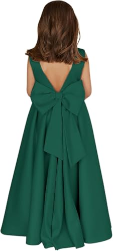 Flower Girl Dresses for Wedding Bow-Knot Elegant Satin Sleeveless Princess Backless First Communion Dress