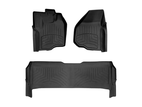 WeatherTech FloorLiner HP Custom Fit Floor Mats for Ford Super Duty - 1st & 2nd Row (444331IM-443052IM) Black