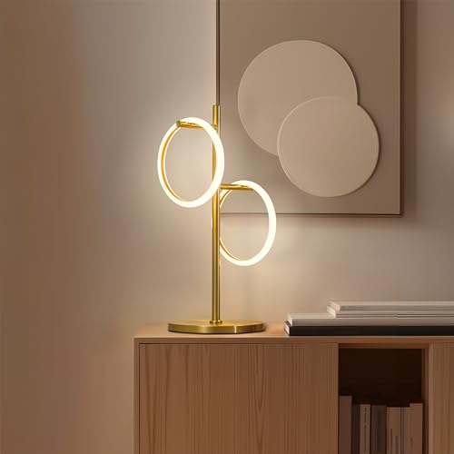 Brightech Saturn Table Lamp, Great Living Room Decor, Desk Tree Lamp for Offices, Contemporary Lamp for Living Rooms, Nightstand Lamp with 2 LED Lights for Bedroom Reading - Brass
