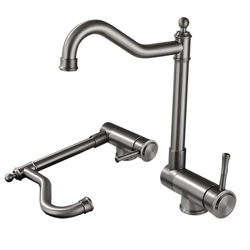 DMOZMSY Robinet Cuisine Rabattable Vintage Robinet D'évier Sous Fenêtre Gris Mitigeur Cuisine Rabattable