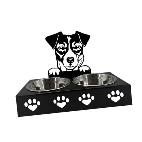 Leefasy ダブルウォーターとフードボウルかわいいペットフィーダーボウルドッグ犬皿高め子犬の餌箱非スリップキャッツ猫のための給餌ボウル, F