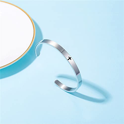 MUERDOU Inspirational Cuff Bracelet Bangle for Women Christian Bible Verse Bracelet Prayer Faith Religious Stainless Steel Bangle Gifts for Her3