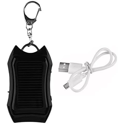 Solar Power Bank Keychain 1500mAh | Portable Solar Charger | Phone Charger | Mini Keychain Power Bank Power Bank with LED Torch(Black) Cover