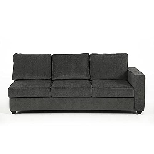 Image of Wakefit Sofa Set | 3 Year Warranty | Sofa 3 Seater, 3 Seater Sofa for Living Room, Wooden Sofa Set, 3 Seater + Left Aligned, Sofa for Living Room - Napper(Malphino : Smoke Grey)