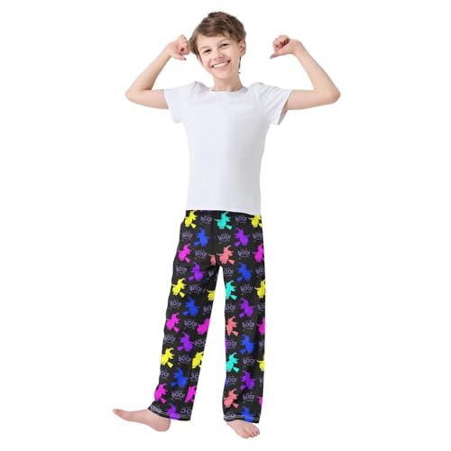 ZZXXB Witch Colorful Print Boys Long Pants Soft Trousers Elastic Waist Kids Lounge Bottoms with Pockets S-XL2