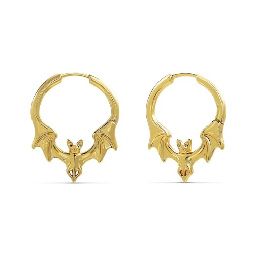 PUNKYOUTH Gothic Bat Hoop Earrings Dark Alternative Piercing Jewelry 18G 1mm High Polish Coffin Shape Flying Vampire Statement Edgy Geometric Huggie Hoops Everyday Wear Accessories For Women Men