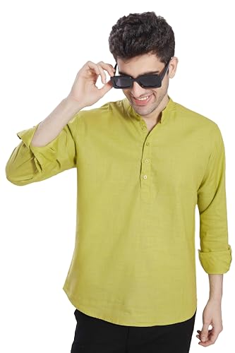 Image of DIVISIVE Men's Slim Fit Full Sleeves Cotton Short Kurta
