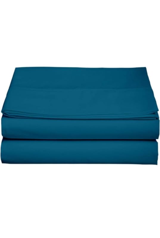 Elastic Fitted Bedsheets Single Bed Size 400 TC - Cotton Elastic Bedsheet Single Bed Only 42 x 75_8 Inch Drop- Color_Lake Blue Solid [ Fitted Sheet Only Pillow Cover Not Included