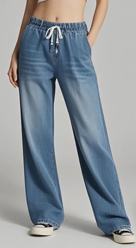 Straight Leg Jeans for Women,High Waisted Wide Leg Loose Microelastic Wide Leg Denim Pants4