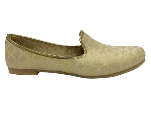 Mens Ethnic Designer Punjabi Jutti for Men Cream Gold Shoes Wedding Khussa Traditional Handmade Loafers4