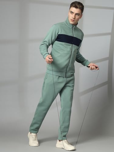 Image of CHKOKKO Track Suit For Man High Neck Winter Tracksuit Men Full Zip Jacket With Elastic Waist Lower And Soft Sports Activewear Set For Gym Running And Casual Use
