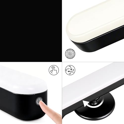 Image of cambk Set of 2 Wireless Vanity Makeup Lights for Mirror, Rechargeable LED Stick On Light Bar for Bathroom Mirror with Dimmable 3 CCT, Long Battery Life Cordless Light for Vanity Desk(Black)