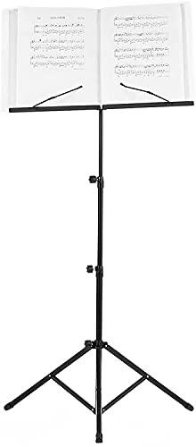 INUUXLG Music Stands Foldable Music Tripod Stand Holder Lightweight with Water-Resistant Carry Bag for Violin Piano Guitar (Color:Blue) (Black) (Black)