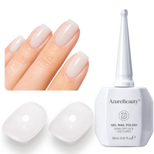 Image of AzureBeauty18ML Milky White Sheer Gel Nail Polish | Neutral Jelly Nude Nail Polish Base Color Sheer Translucent Effect Soak Off UV LED French Nail Art Salon DIY Manicure