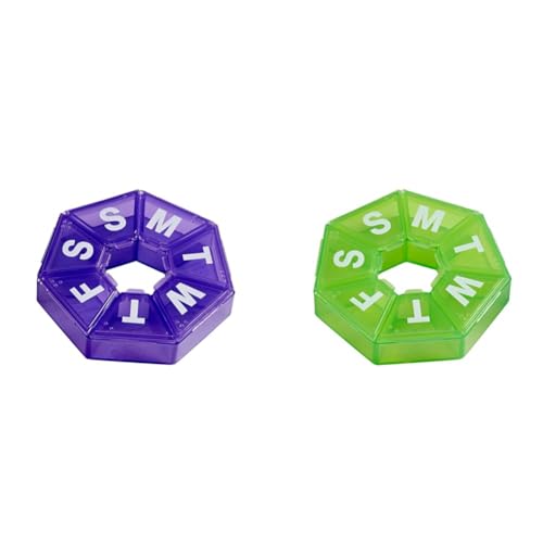 Image of Ezy Dose Weekly Pill Organizers, 7-Sided, Purple (67009PAMT) and Green (67009GAMT)