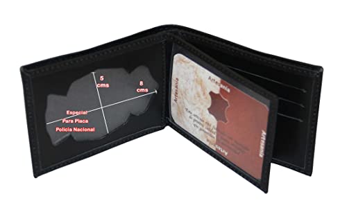 Cartera de Piel Billetera - 6 Tarjetas y Placa de policía 10,5x7,5 cm Cover