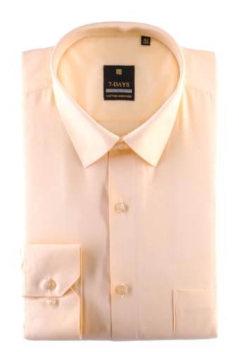 Image of 7-DAYS Men's Premium Formal Shirt - Cotton Rich, Regular Fit, Full Sleeve, with Pocket, Durable & Easy Care - Perfect for Office & Everyday Wear