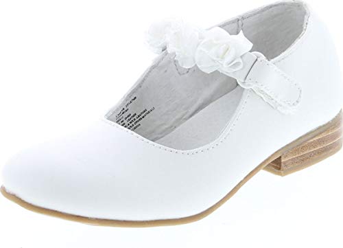 Girls Mary Jane Flower Accent Flat Dress Shoes Toddler Little Girl