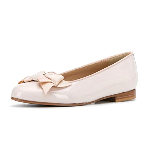 YDN Women Classic Ballet Flats with Bowtie Round Toe Girls Uniform Office Work Slip-on Casual Shoes Size 4-15 M US