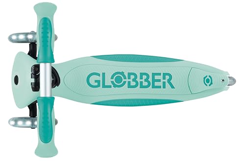 GLOBBER GO-UP Deluxe Lights 360 - 3 in 1 Aufsitzrad, Laufrad, Scooter, 120/80mm, 3-r&auml;drig, verstellbar, LED-Rollen, Mint