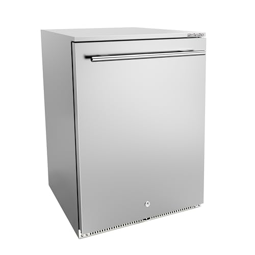 Frostronics 24 Inch Outdoor Beverage Refrigerator, 168 Can Outdoor Beverage Cooler with Lockable Reversible Door, 5.47 cu. ft. Outdoor Beverage Fridge for Patio, 26-50°F, SUS304, ETL & NSF7 Certified