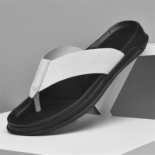 Mens Leather Slide Sandal Indoor Outdoor Beach Flip Flop Casual Thong Slip On Athletic Sandals4