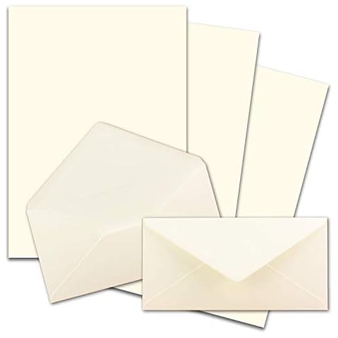25x Briefpapier Set DIN A4 mit DIN Lang Briefumschlägen, Nassklebung - Naturweiß - mattes Schreibpapier mit Kuverts - FarbenFroh by GUSTAV NEUSER Cover