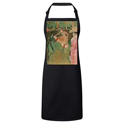 Tablier cuisine Toulouse-Lautrec en tissu premium noir style impressionniste