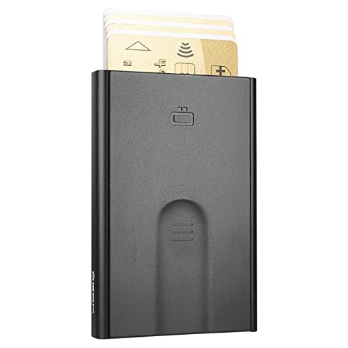 ÖGON -DESIGNS- Automatic aluminum card holder, RFID protection against fraud and demagnetization, slim and minimalist wallet for men and women, Slider model