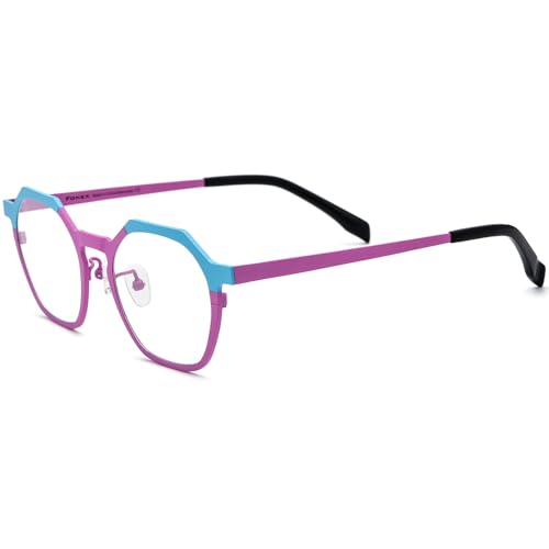 Image of FONEX Colorful Pure Titanium Glasses Frame Women Retro Round Eyeglasses