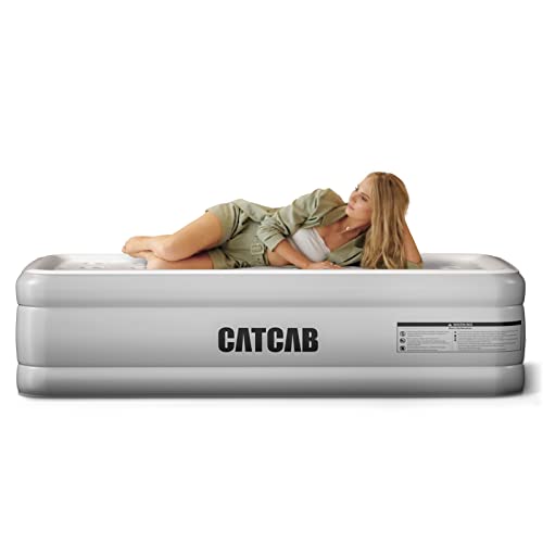 Catcab Air Mattress Twin With Built-In Pump 18" Twin Size Inflatable Bed Perfect For Indoor And Outdoor Use, And Conveniently Foldable For Storage #TOP3