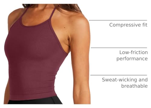 Image of LASLULU Womens Sports Bra Seamless Long Tank Spaghetti Strap Workout Bra
