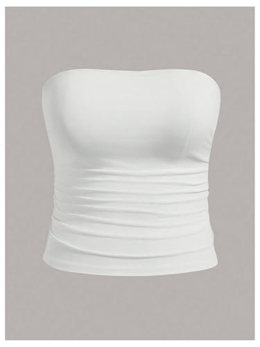 SOLY HUX Women's Plus Size 3 Packs Tube Tops Ruched Strapless Bandeau Slim Fitted Crop Tank Top3