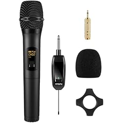 Microfono Inalambrico Toa FerBuee UHF Micrófono Inalámbrico Dynamic Micrófono con Receptor y Anillo Antideslizante, Micrófono Inalámbrico, Sistema de Micrófono Inalámbrico para Karaoke, Reuniones