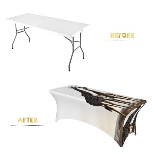 Nappe de table extensible girafe africaine lavable pour buffet de cérémonie - 5