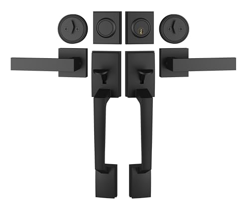 Camtek Matte Black Double Door Handle Set