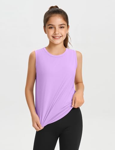 JOCMIC Girls Tank Tops, Quick Dry Kids Athletic Shirts, UPF50+ Workout Tanks for Dance Running Gymnastics3