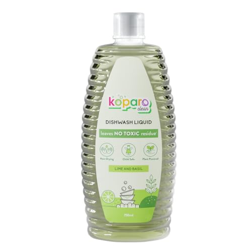 Koparo Organic Dishwash Liquid | 750ml | Lime And Basil Fragrance | Natural, Plant Based & Eco-Friendly | Removes Tough Grease, Soft on Hands | Baby & Pet Safe