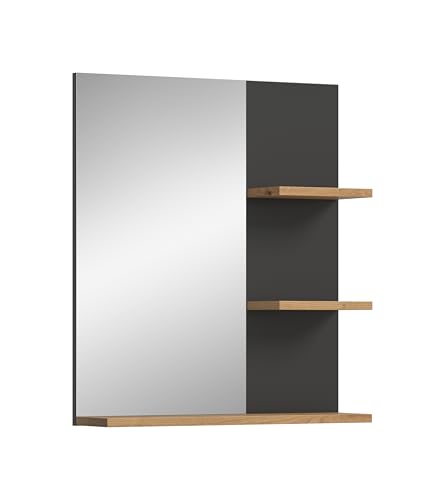 xonox.home Badezimmer Canu Spiegel Wandspiegel Badspiegel WC-Spiegel Toilettenspiegel Badezimmerspiegel in Korpus Basalt grau Nb. Ablageflächen Artisan Eiche Nb., ca.63x73x16 cm mit Ablage xonox.home Badezimmer Canu Spiegel Wandspiegel Badspiegel WC-Spiegel Toilettenspiegel Badezimmerspiegel in Korpus Basalt grau Nb. Ablageflächen Artisan Eiche Nb., ca.63x73x16 cm mit Ablage