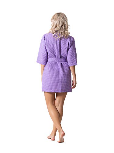 Lightweight Waffle Weave Bath, Spa & Bridesmaids Kimono Short Robes (Lavender, L) #TOP5