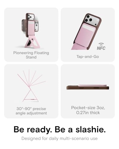 Image of MOFT Phone Tripod Wallet for iPhone, Mulit-Angles, Lightweight & Portable Phone Stand, MOVAS Vegan Leather Magnetic Wallet, Strong Magnets, NFC Card Holder,Travel Essential, Light Pink
