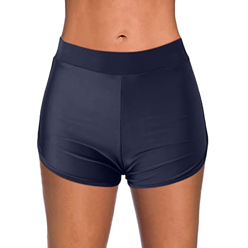 Costume da bagno da donna, costume da bagno da bikini, pantaloncini corti, da spiaggia, per sport acquatici, per il controllo della pancia, ad asciugatura rapida, Blu, M