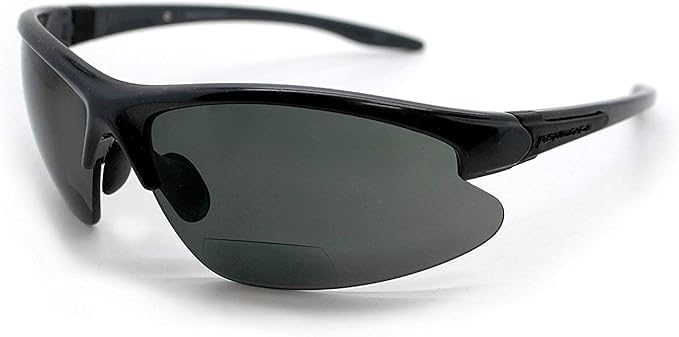 Renegade Patented Bifocal Polarized Reader Half Rim Men's Fishing Sunglasses 100% UV Protection with Microfiber Bag (Matellic Frame, Grey Lens - 600901, Bifocal +2.50)