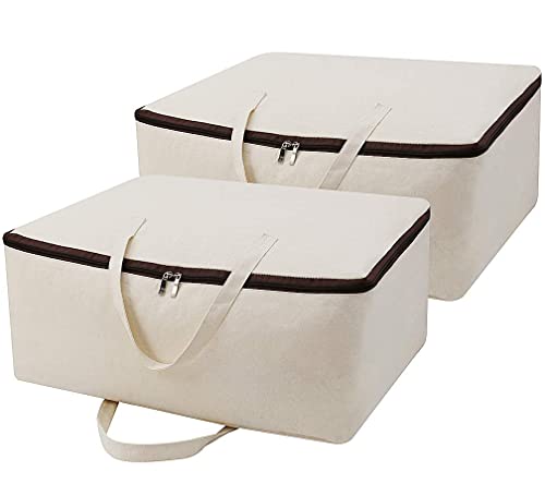 Bolsa de almacenamiento transpirable de lona de algodón suave 100% para ropa de cama, edredones,...