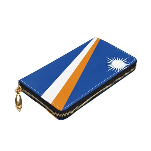 Leather Women Wallets, Long Credit Card Holder, Flag of the Marshall Islands Print Billfold Clutch & Travel Purse Large Capacity3