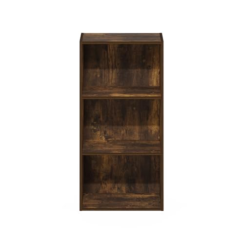 Image of Furinno LUDER Book Shelf, 3-Tier Modern Bookshelf, Open Shelves Bookcase, 9.3 inch x 16 inch x 31.4 inch, for Living Room, Bedroom, Home Office, Amber Pine