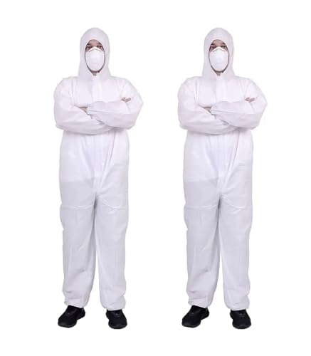 Tradineur - Pack de 2 Trajes Protectores de Trabajo, Mono desechable, Integral, Multiusos, protección, Bricolaje, Pintura, mecánica (Blanco - Talla única - Unisex)